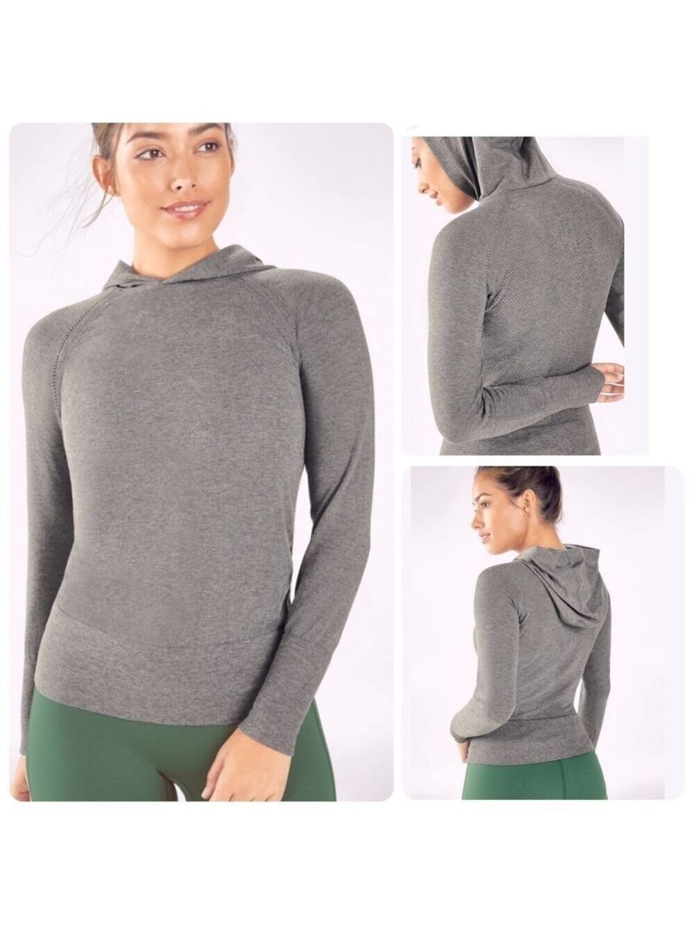 Fabletics Anna Seamless Hoodie NWT Long Sleeve Top Open Ventilation Size Large